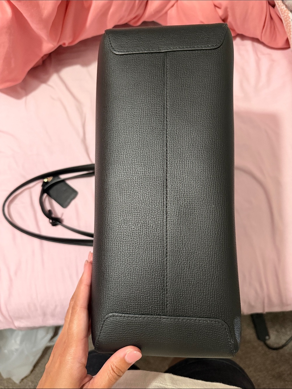 kate spade Black Structured Leather Tote with Gold Logo - Picture 5 of 5